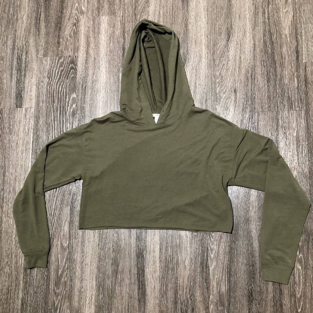Forever 21 Olive Green Cropped Hoodie S